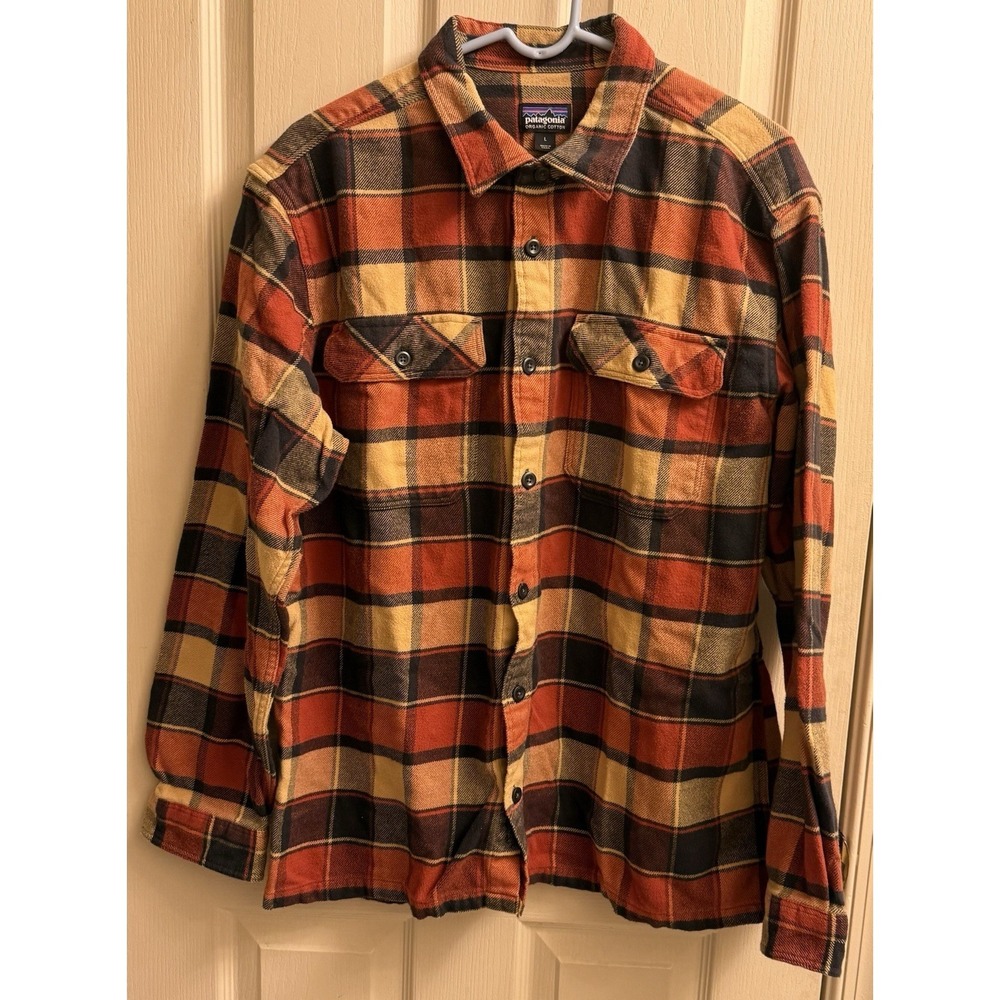 Patagonia Mens Long Sleeve Fjord Flannel Shirt Large Plaid Organic Cotton Button